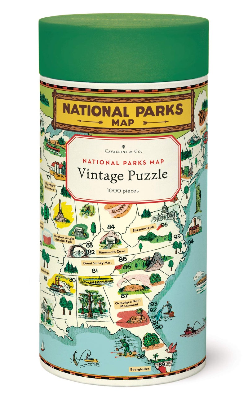 CAVANILLI & CO. Cavallini Papers & Co. National Parks Map 1,000 Piece Puzzle, Multi - Image 1